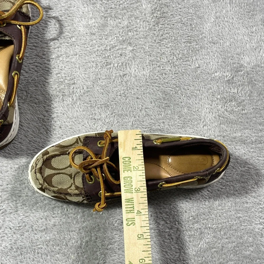 Coach Richelle Signature Jacquard Boat Shoes Loafers Slip On Brown Women's‎ 5B